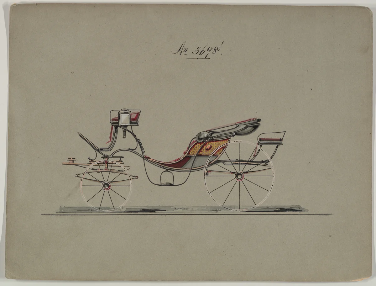 Design for Cabriolet or Victoria, no. 3698 by Brewster & Co., drawing, 1881