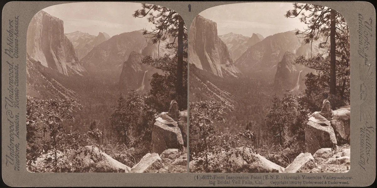 [Group of 23 Stereograph Views of Yosemite Valley Housed in Original Publisher's Box] by Underwood & Underwood, photograph, 1897-1907