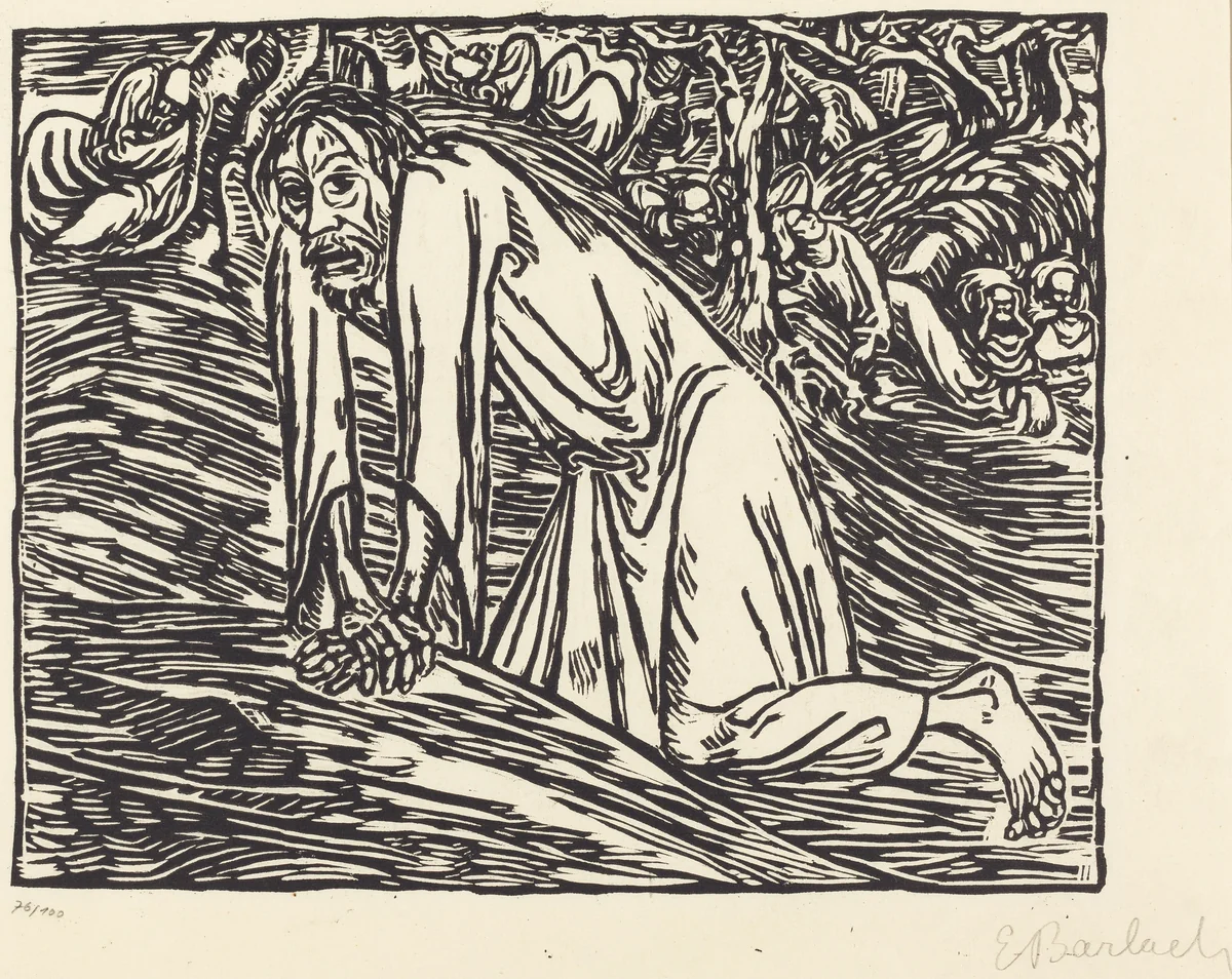Christ in Gethsemane by Ernst Barlach, print, 1919