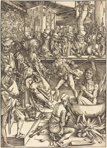 The Martyrdom of Saint John by Albrecht Dürer, print, 1496-1498