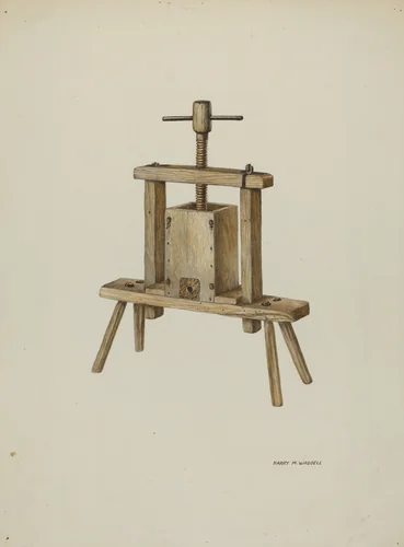 Cider Press by Harry Mann Waddell, index of american design, 1940