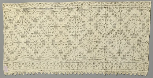 Strook voor een dwaal van kantborduurwerk met een rand kloskant by anonymous, other, 1550-1599