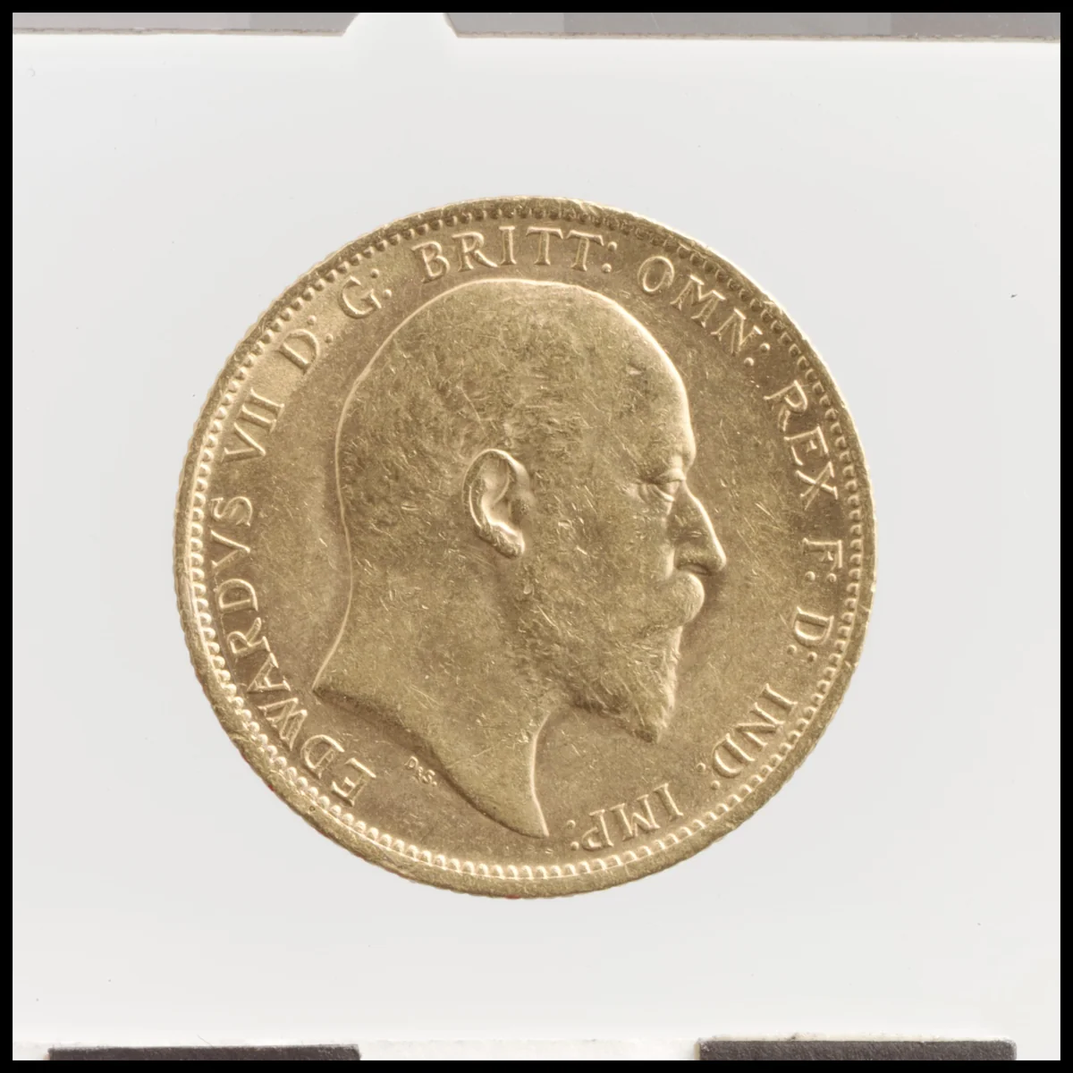 Edward VII sovereign by G.W. DeSaulles, metalwork, 1902