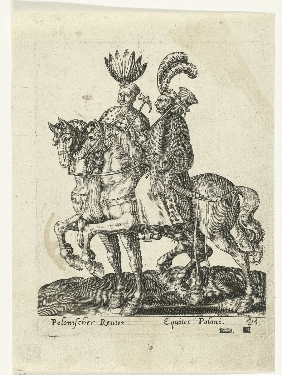 Poolse ruiters by Unknown, print, 1577