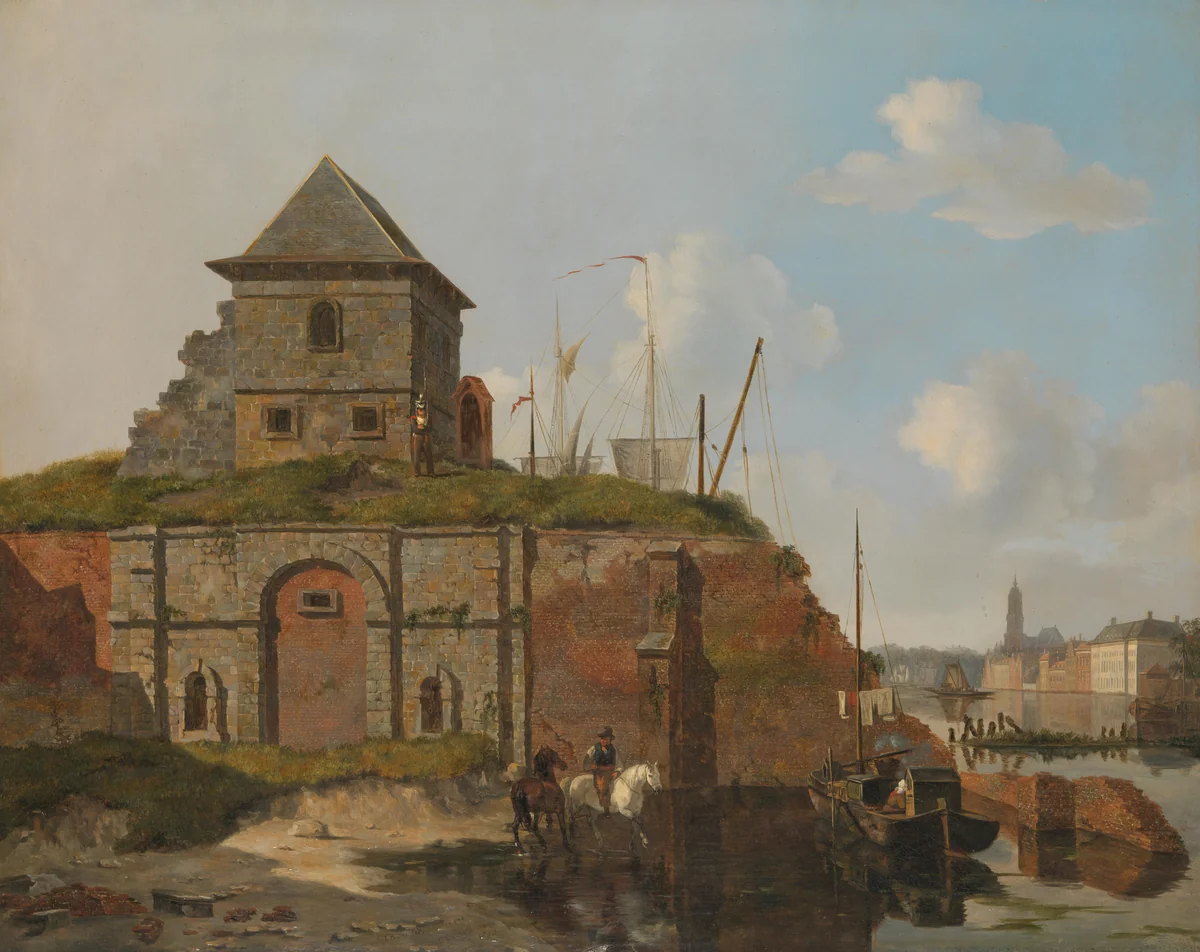 City Wall with Gunpowder Magazine by Carel Jacobus Behr, painting, 1830