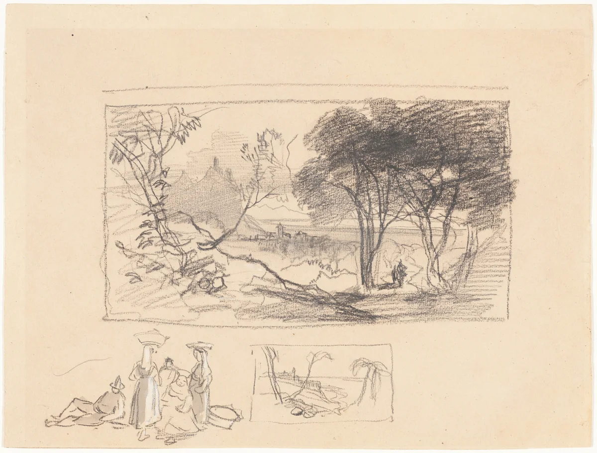 Sketches in Italy [recto] by Edward Lear, drawing, 1839-1845