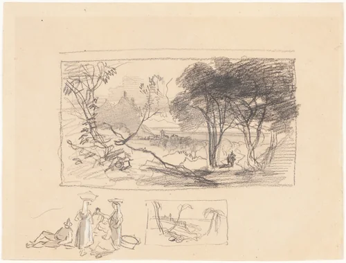 Sketches in Italy [recto] by Edward Lear, drawing, 1839-1845
