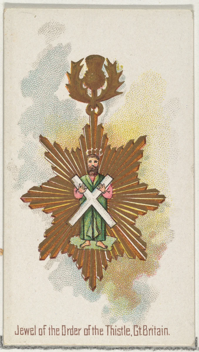 Jewel of the Order of the Thistle, Great Britain, from the World's Decorations series (N30) for Allen & Ginter Cigarettes by Allen & Ginter, print, 1890