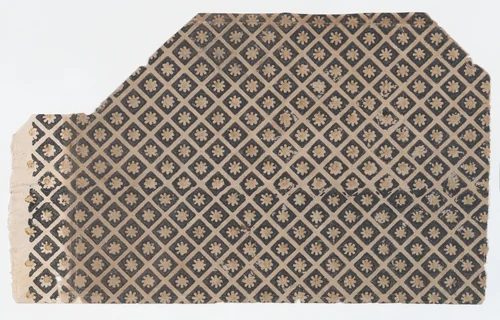 Sheet with overall pattern of flowers within squares by anonymous, print, 1800-1900