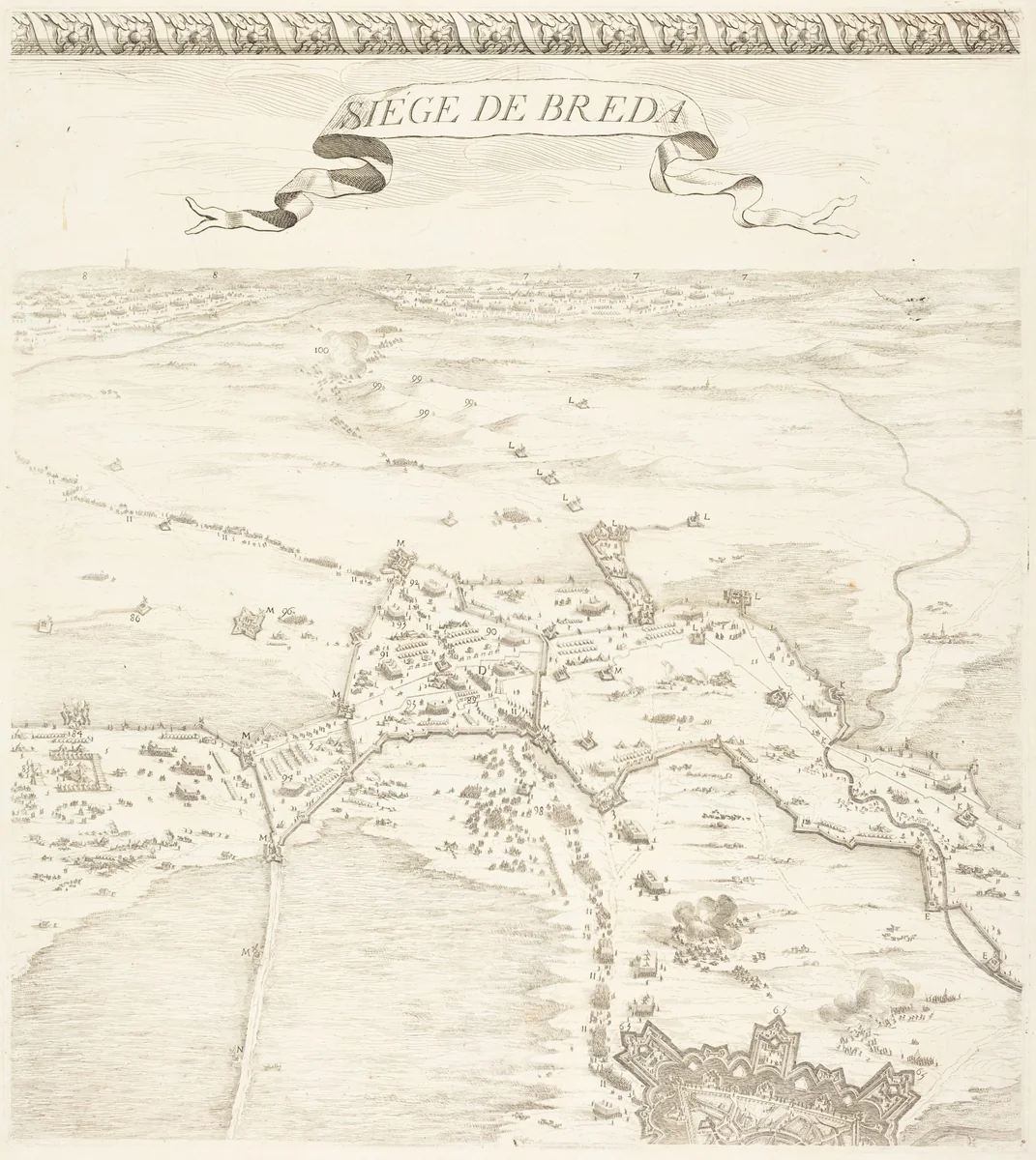 The Siege of Breda [plate 2 of 6] by Jacques Callot, print, 1627-1628