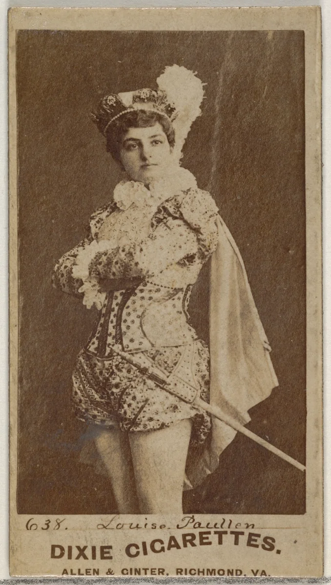 Card 638, Louise Paullin, from the Actors and Actresses series (N45, Type 7) for Dixie Cigarettes by Allen & Ginter, photograph, 1885-1891
