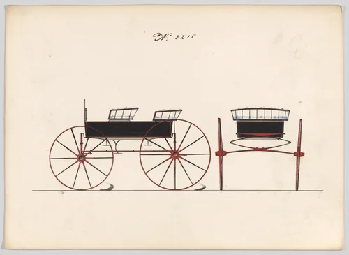Design for T-Cart, no. 3215 by Brewster & Co., drawing, 1876