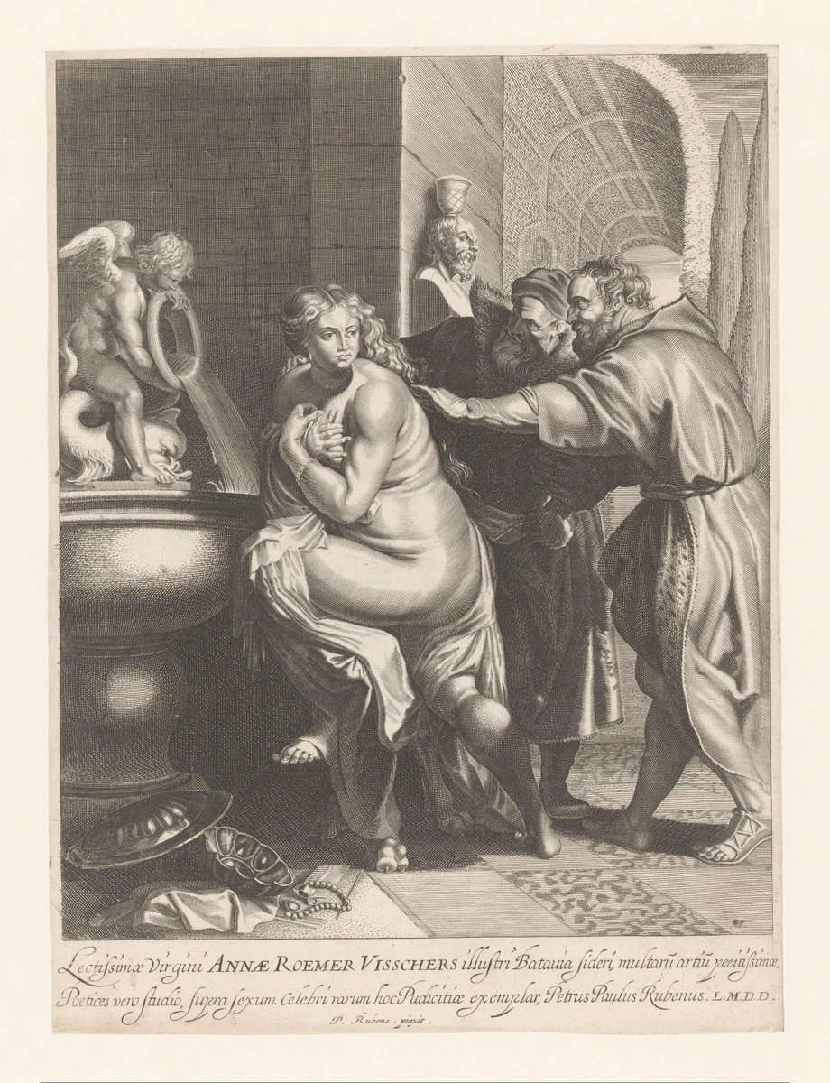 Suzanna en de ouderlingen by Michel Lasne, print, 1600-1667