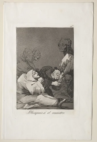 A Gift for the Master, Plate 47 by Francisco de Goya, print, 1799