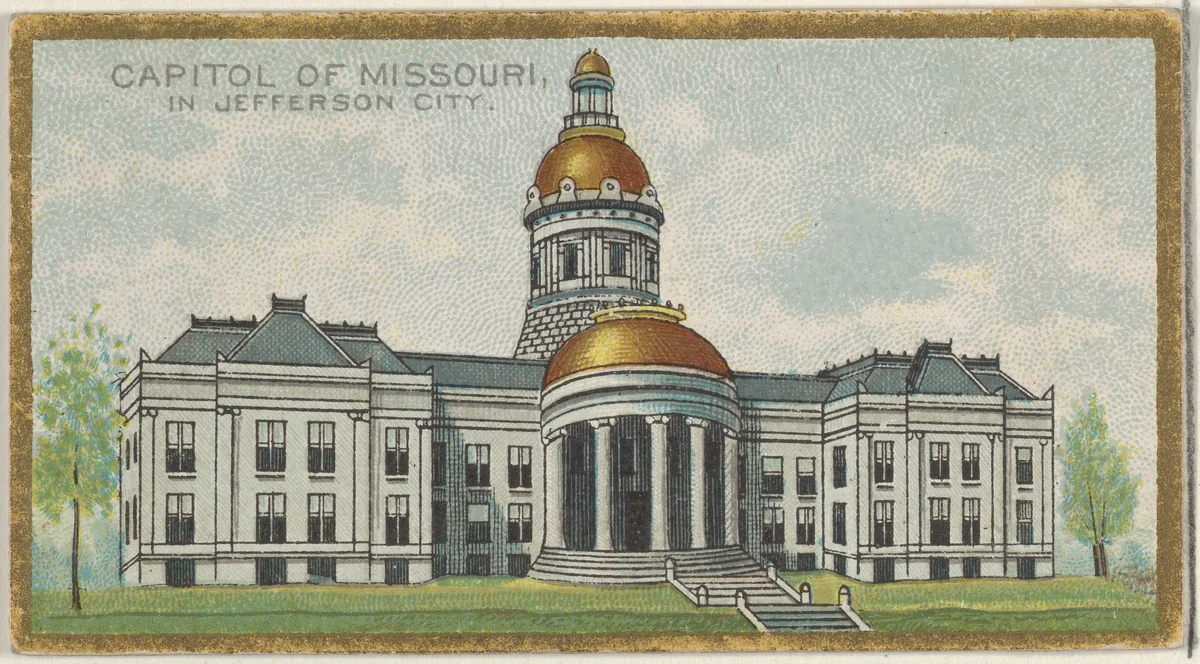 Capitol of Missouri in Jefferson City, from the General Government and State Capitol Buildings series (N14) for Allen & Ginter Cigarettes Brands by Allen & Ginter, print, 1889