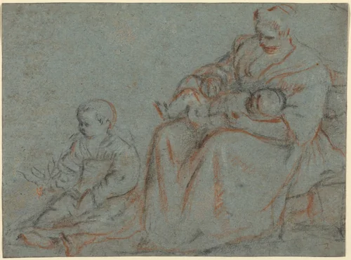 Domestic Scene by Gerolamo Bassano, drawing, 1566-1621