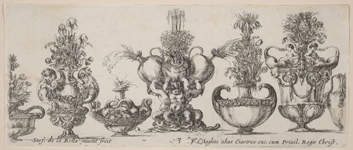 Fantastic Vases by Stefano della Bella, print, 1646