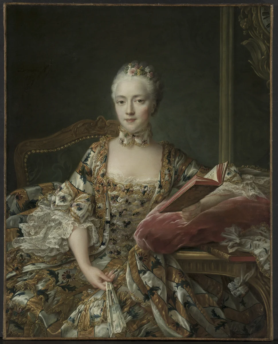 Portrait of the Marquise d'Aguirandes by François Hubert Drouais, painting, 1759