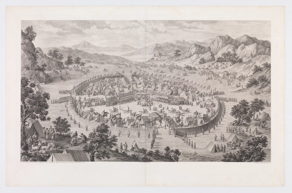 The Surrender of the Khan of Badakhsan by Pierre Philippe Choffard, print, 1772