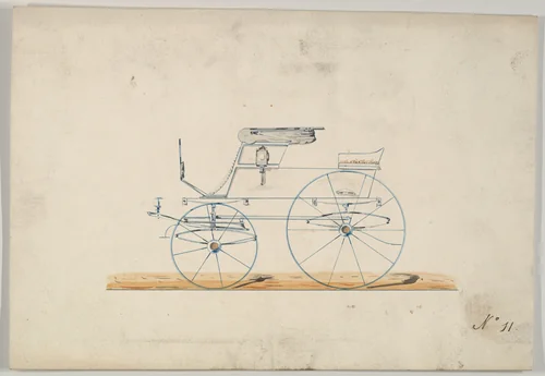 Design for Stanhope Phaeton (unnumbered) by Brewster & Co., drawing, 1865-1875