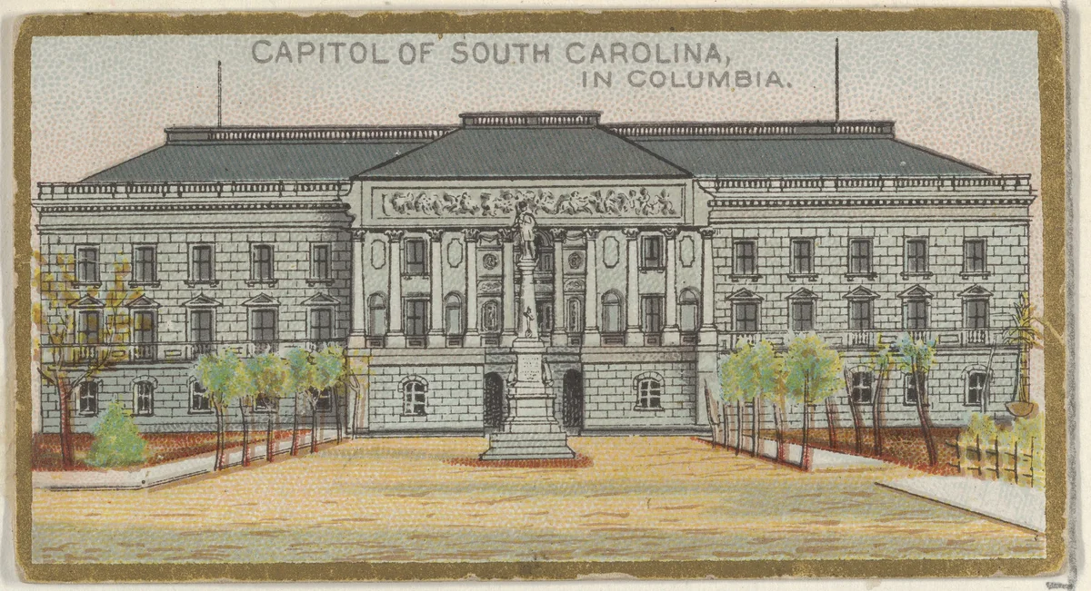 Capitol of South Carolina in Columbia, from the General Government and State Capitol Buildings series (N14) for Allen & Ginter Cigarettes Brands by Allen & Ginter, print, 1889