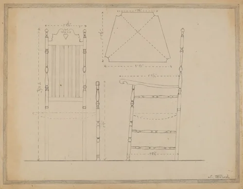 Drawing of Chair by Nicholas Gorid, index of american design, 1935-1942