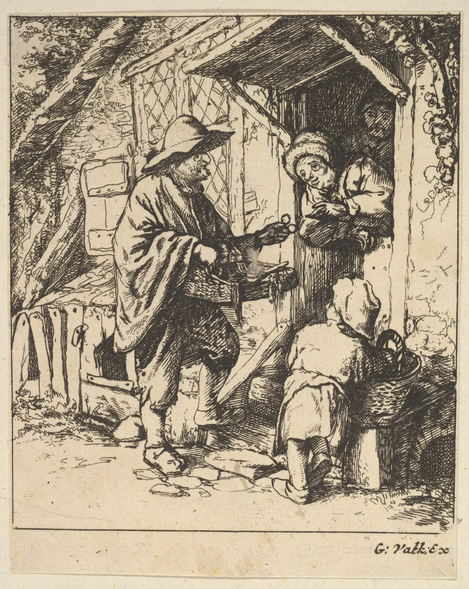 Eyeglass Merchant by Adriaen van Ostade, print, 1610-1685