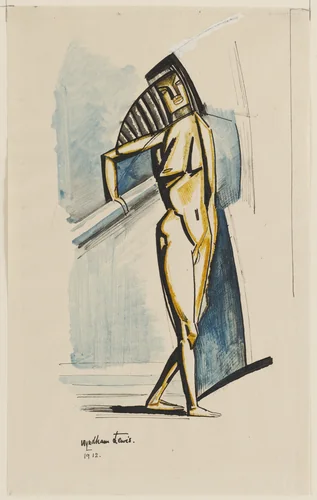 Standing Figure by Wyndham Lewis, drawing, 1912