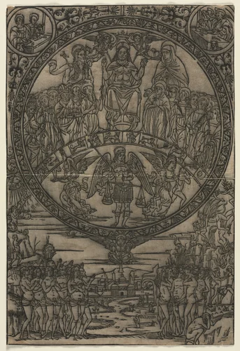 The Last Judgment in the Presence of the Saints and the Archangel Michael by Unknown, print, 1400-1500