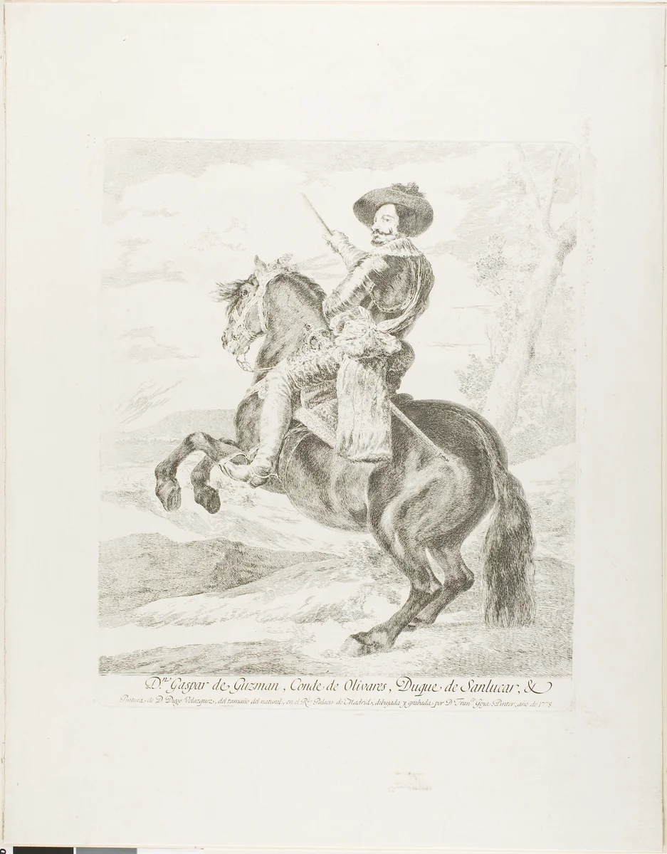 Gaspar de Guzman, Conde Duque of Olivares by Francisco José de Goya y Lucientes, print, 1778