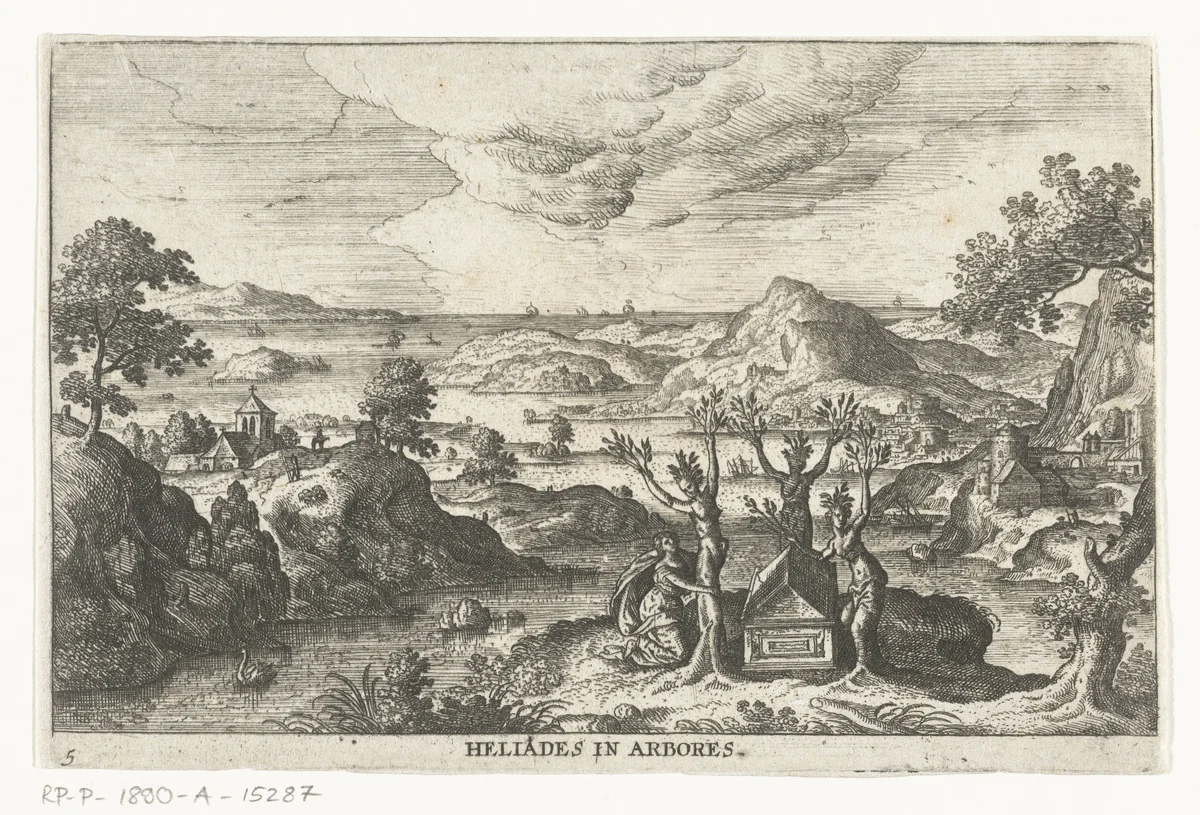Heliaden worden in populieren veranderd by anonymous, print, 1550-1650