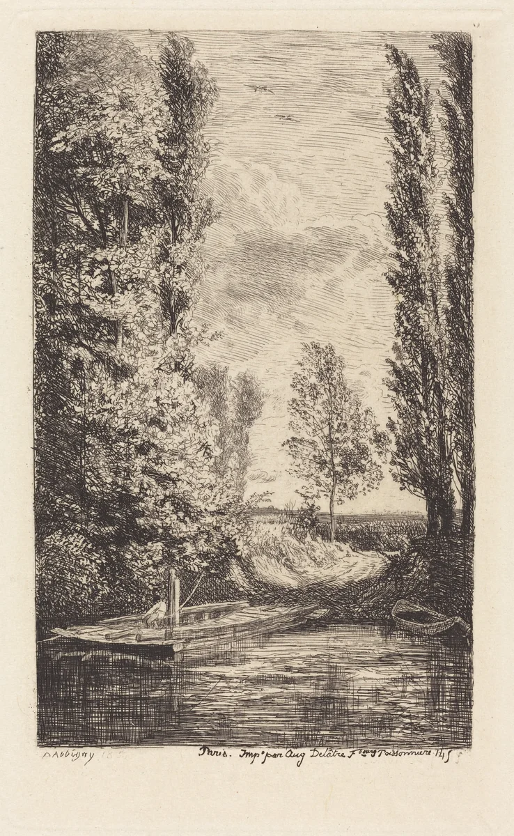 Ferry (Le Bac) by Charles-François Daubigny, print, 1850