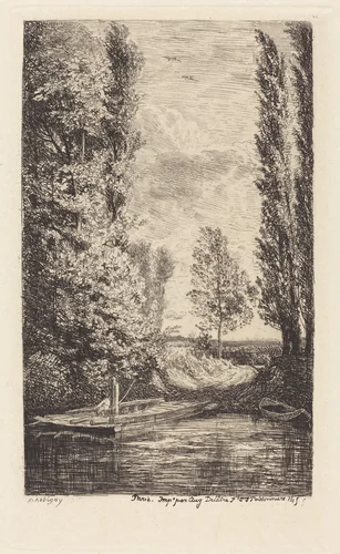Ferry (Le Bac) by Charles-François Daubigny, print, 1850