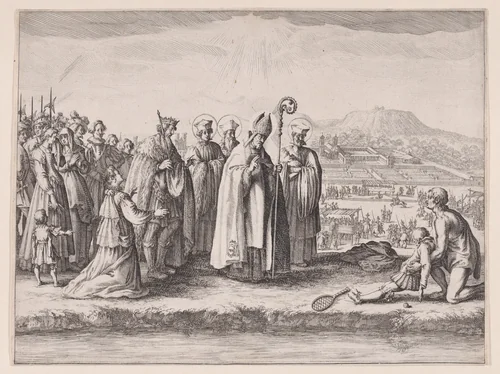 Saint Mansuy, pièce appelée aussi Saint Mansuet ou La Raquette (Saint Mansuy, piece also called Saint Mansuet or The Racket) by Jacques Callot, print, 1611-1621