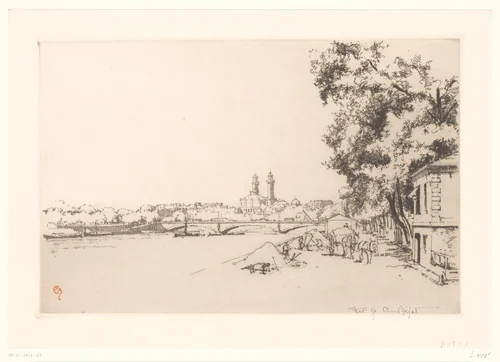 Zicht op de Pont d'Alma in Parijs by Eugène Bejot, print, 1929