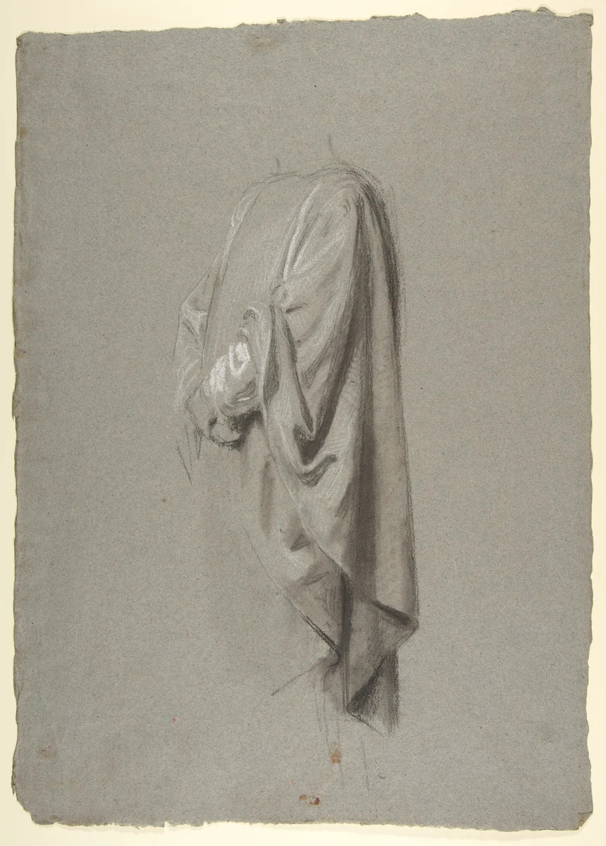Drapery Study for a Cleric (lower register; study for wall paintings in the Chapel of Saint Remi, Sainte-Clotilde, Paris, 1858) by Isidore Pils, drawing, 1825-1875