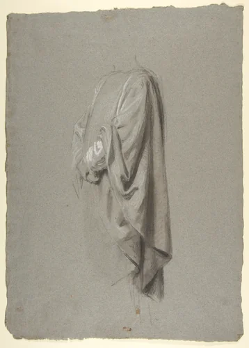 Drapery Study for a Cleric (lower register; study for wall paintings in the Chapel of Saint Remi, Sainte-Clotilde, Paris, 1858) by Isidore Pils, drawing, 1825-1875