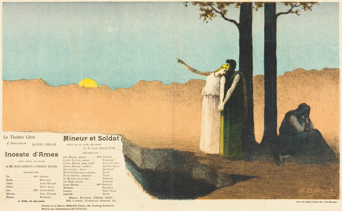 Inceste d'âmes; Mineur et soldat by Alphonse Osbert, print, 1896