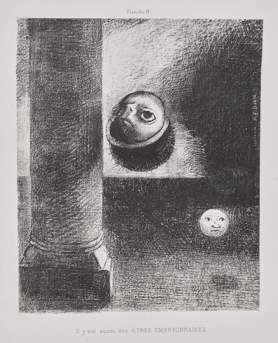 There Were Also Embryonic Beings by Odilon Redon, print, 1885