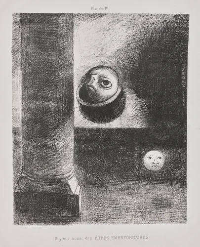 There Were Also Embryonic Beings by Odilon Redon, print, 1885