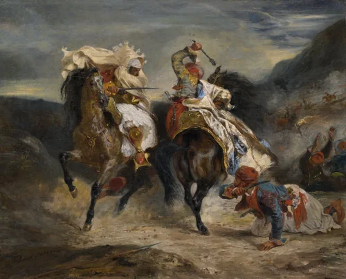 The Combat of the Giaour and Hassan by Eugène Delacroix, painting, 1826