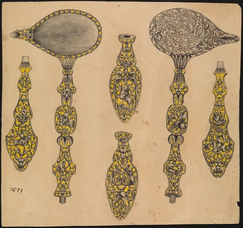 Design for the Decoration of Two Firearms Accessories, a Ladle and a Screwdriver by Eusebio Zuloaga, drawing, 1825-1876