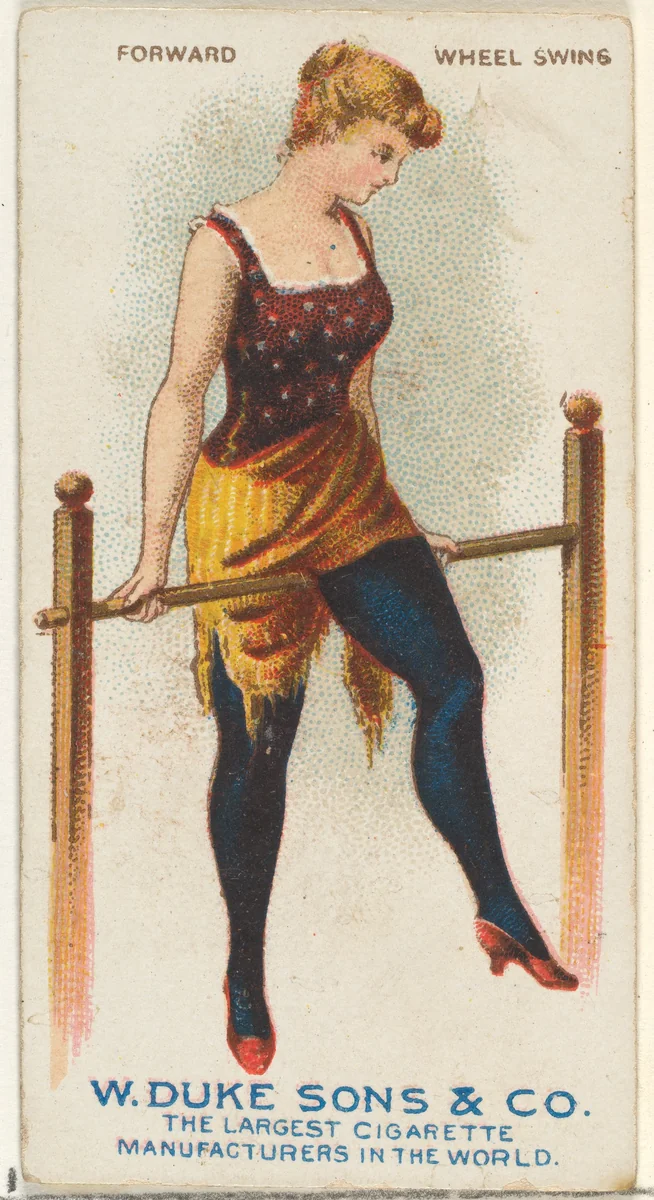 Forward Wheel Swing, from the Gymnastic Exercises series (N77) for Duke brand cigarettes by W. Duke, Sons & Co., print, 1887