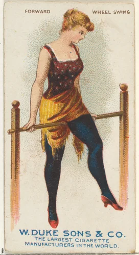 Forward Wheel Swing, from the Gymnastic Exercises series (N77) for Duke brand cigarettes by W. Duke, Sons & Co., print, 1887