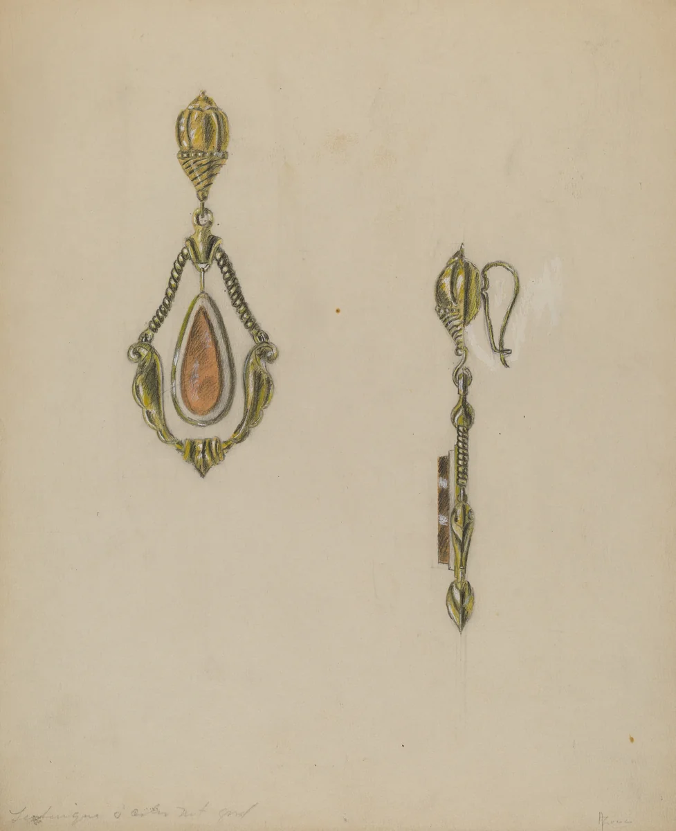 Earring by Theodore Kraus, index of american design, 1936