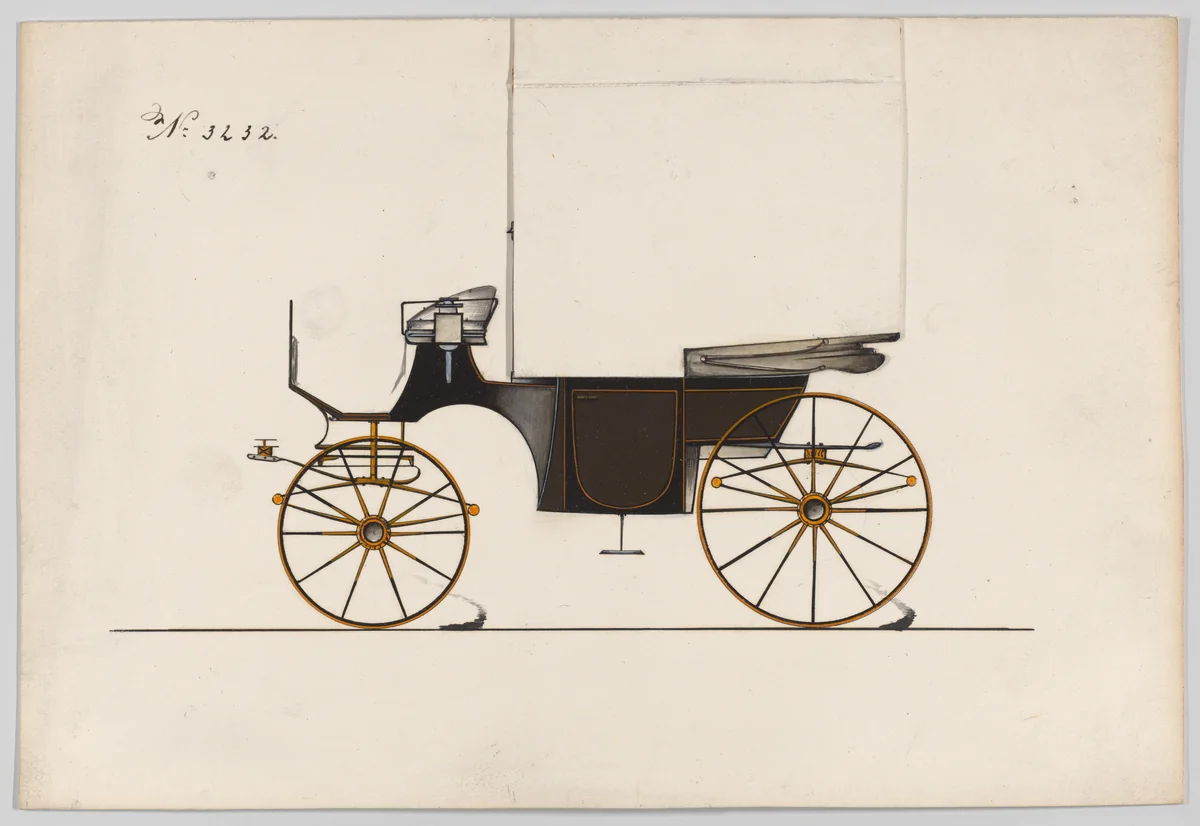 Design for Landaulet, no. 3232 by Brewster & Co., drawing, 1876