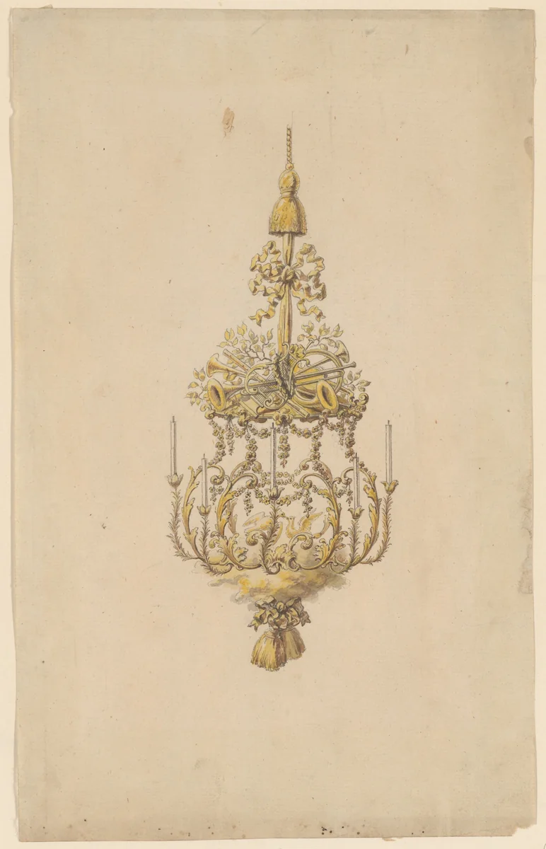 Design for a chandelier by anonymous, drawing, 1745-1755