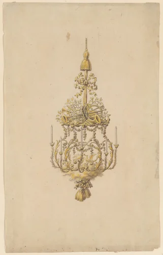Design for a chandelier by anonymous, drawing, 1745-1755