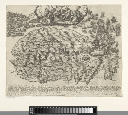 Aanval van de Turken op Malta by Antonio Francesco Lucini, print, 1665