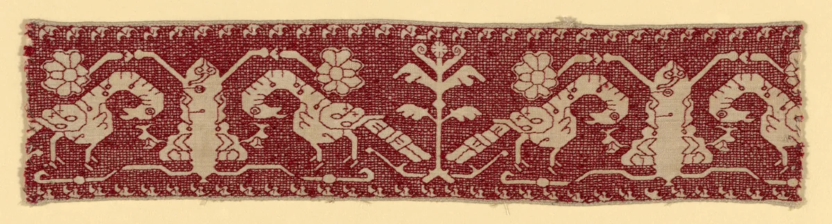Fragment from a Border by Italy, textile, 1601-1700